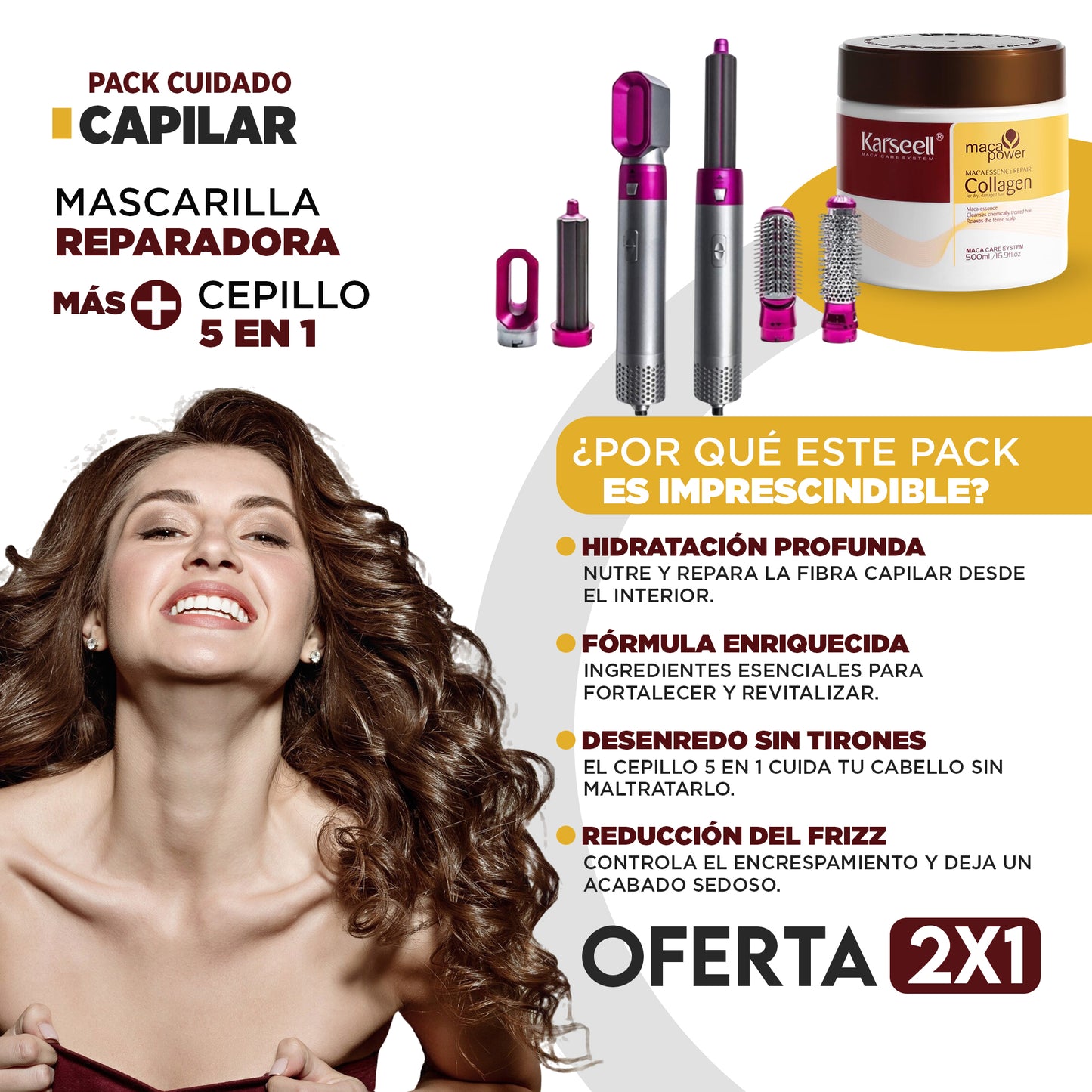 OFERTA 2X1 - Cepillo 5 en 1 + Mascarilla Karseell